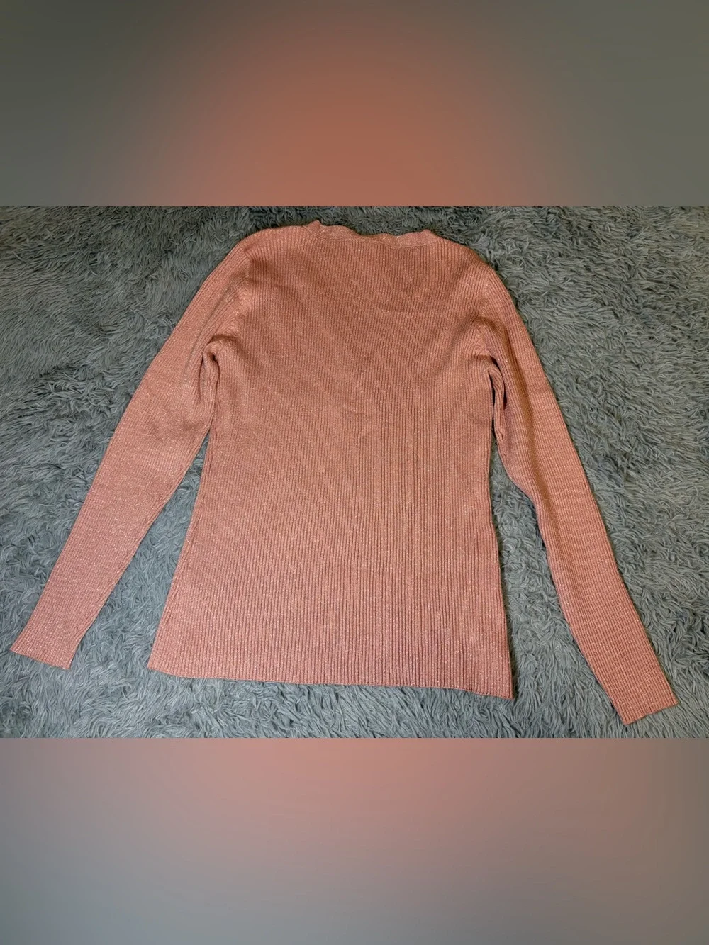 White House Black Market Women's Sparkle Rib Knit Henley Sweater - Peach